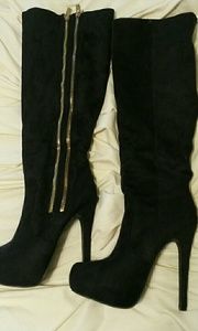 JustFab Donatelle knee high black boots